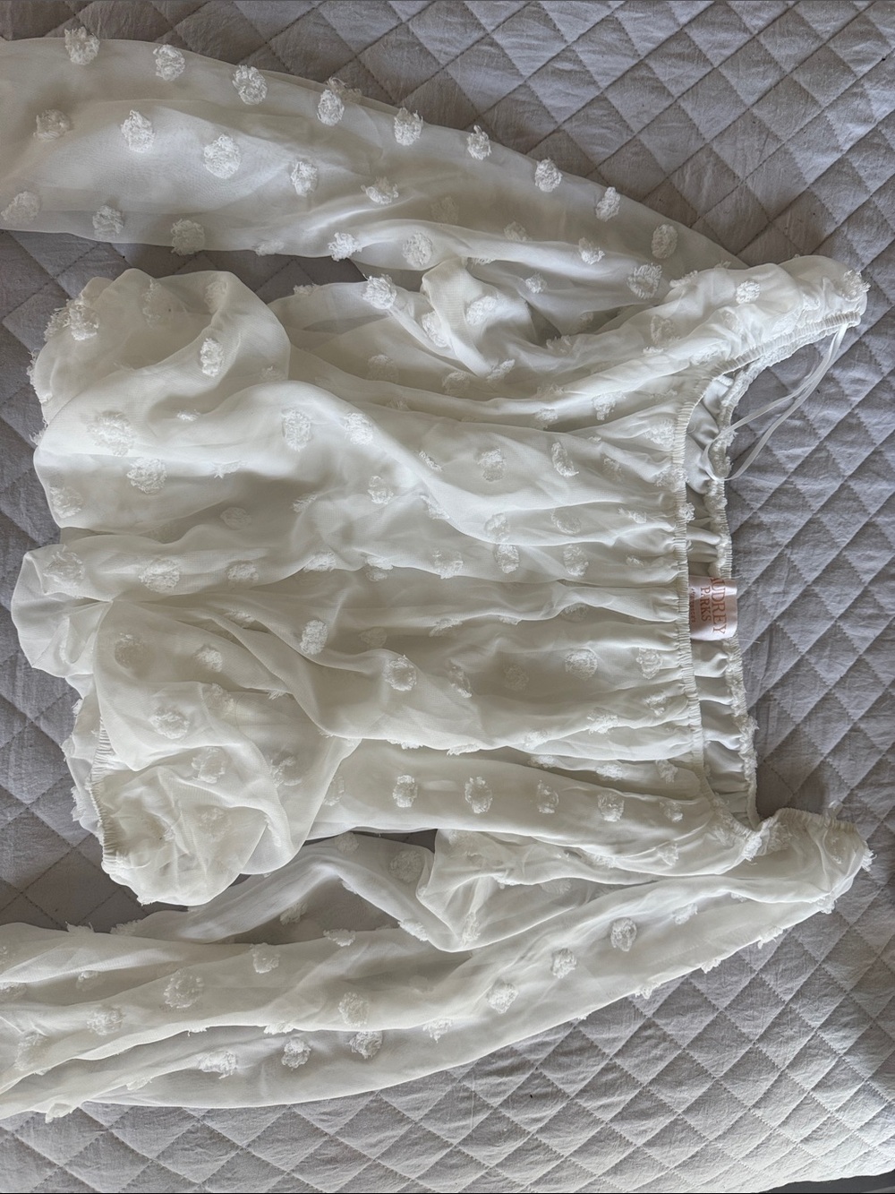 Sheer White Swiss Dot Peasant Blouse